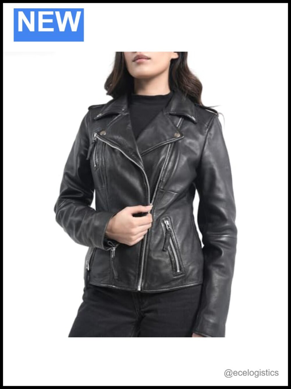 Women's Real Lambskin Leather Moto Biker Jacket Cropped Asymmetric Zip